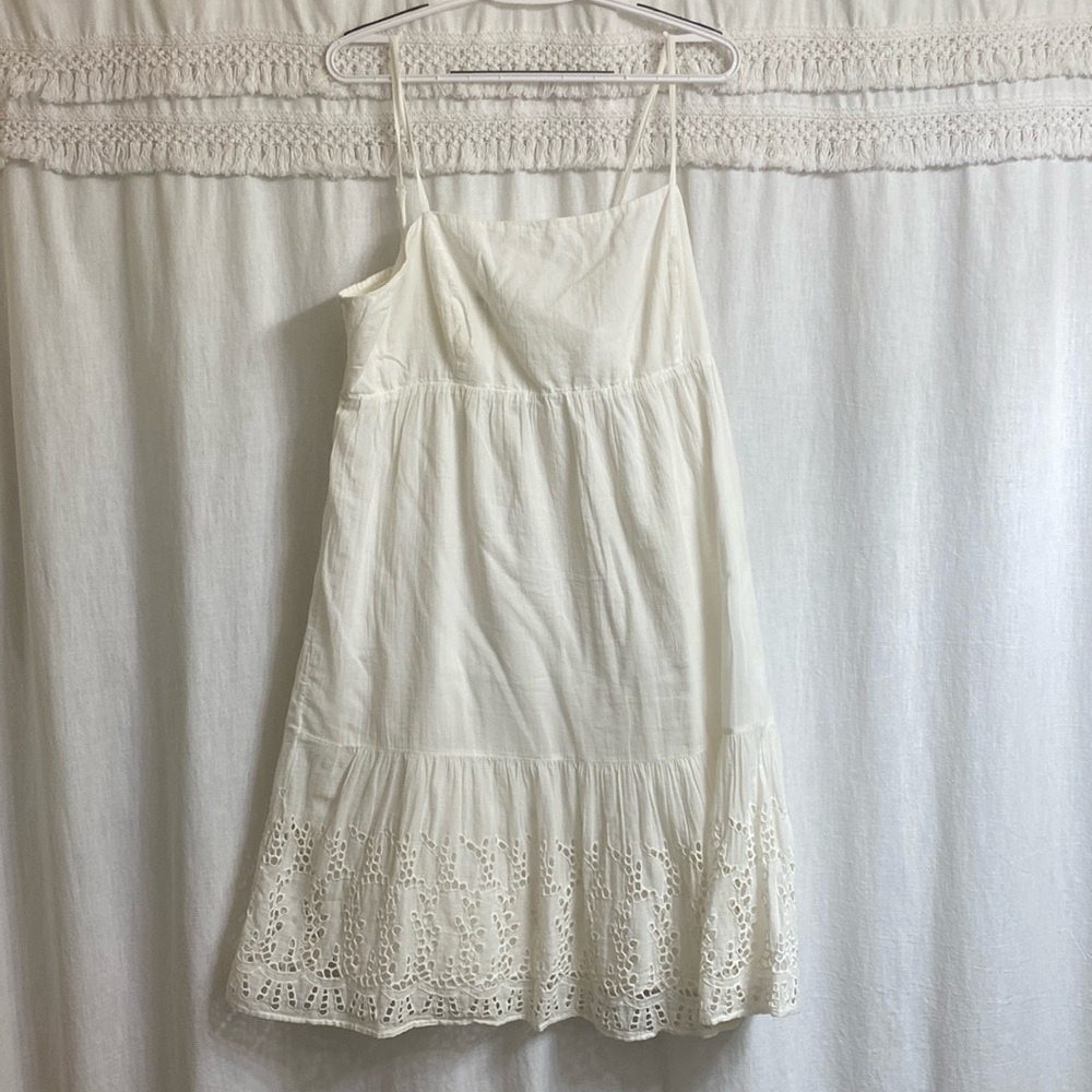 White cotton smocked sundress